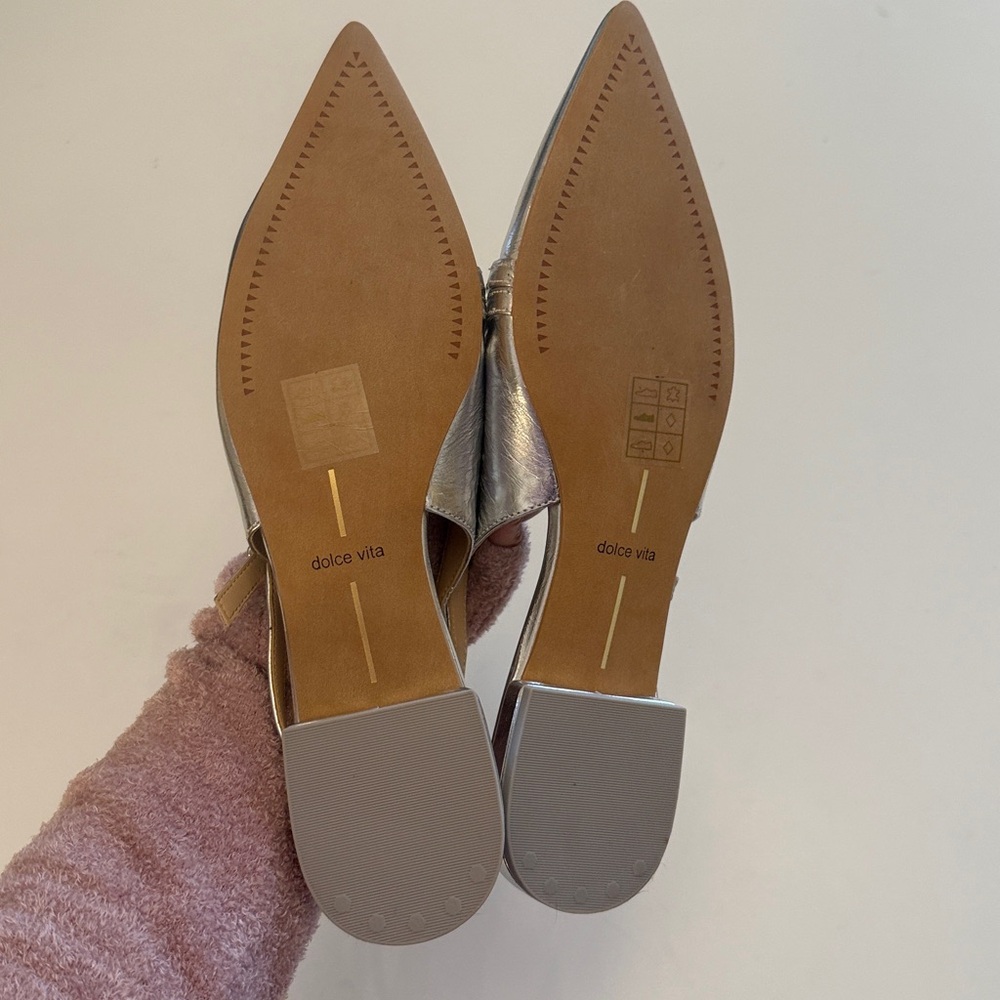 Dolce Vita Metallic Silver Slingback Flats - Picture 4 of 6
